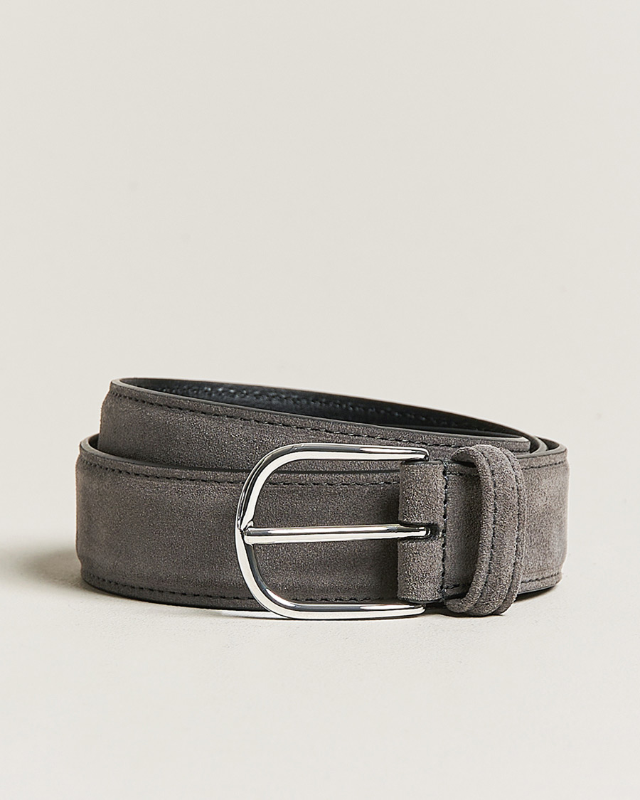 Homme | Ceintures | Anderson's | Suede 3,5 cm Belt Grey
