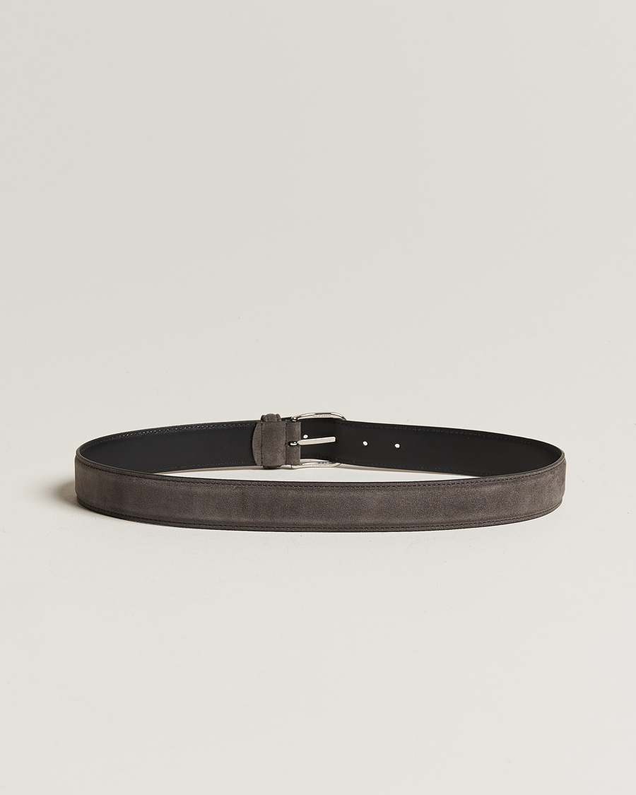Homme | Italian Department | Anderson's | Suede 3,5 cm Belt Grey