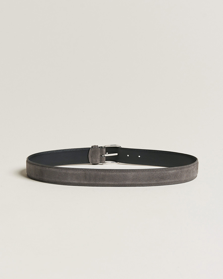 Homme | Ceintures | Anderson's | Suede 3,5 cm Belt Grey