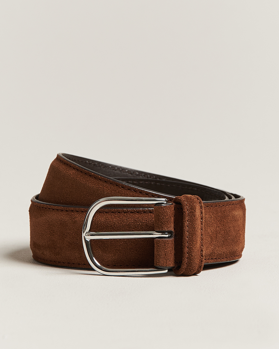 Homme | Anderson's Suede 3,5 cm Belt Brown 85 | Anderson's | Suede 3,5 cm Belt Brown 85