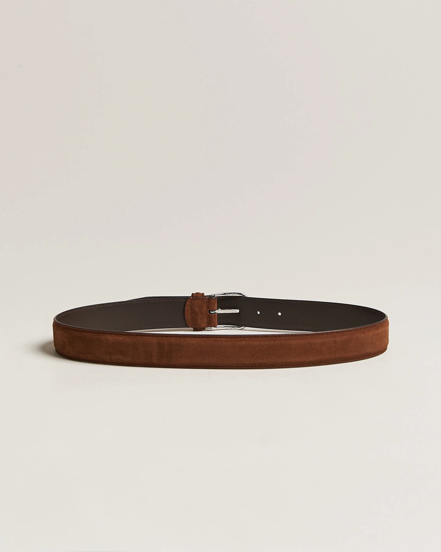 Homme | Italian Department | Anderson's | Suede 3,5 cm Belt Brown