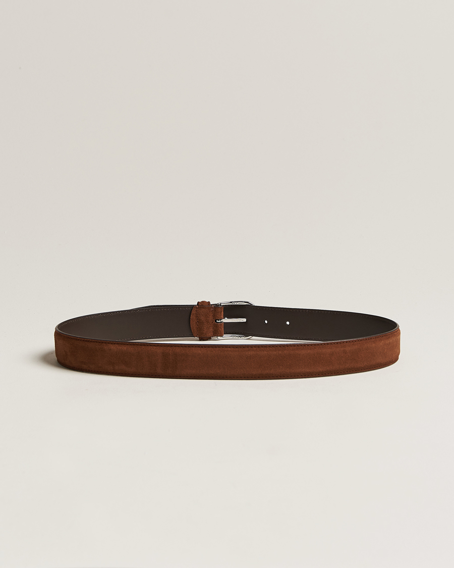 Homme | Anderson's Suede 3,5 cm Belt Brown 85 | Anderson's | Suede 3,5 cm Belt Brown 85