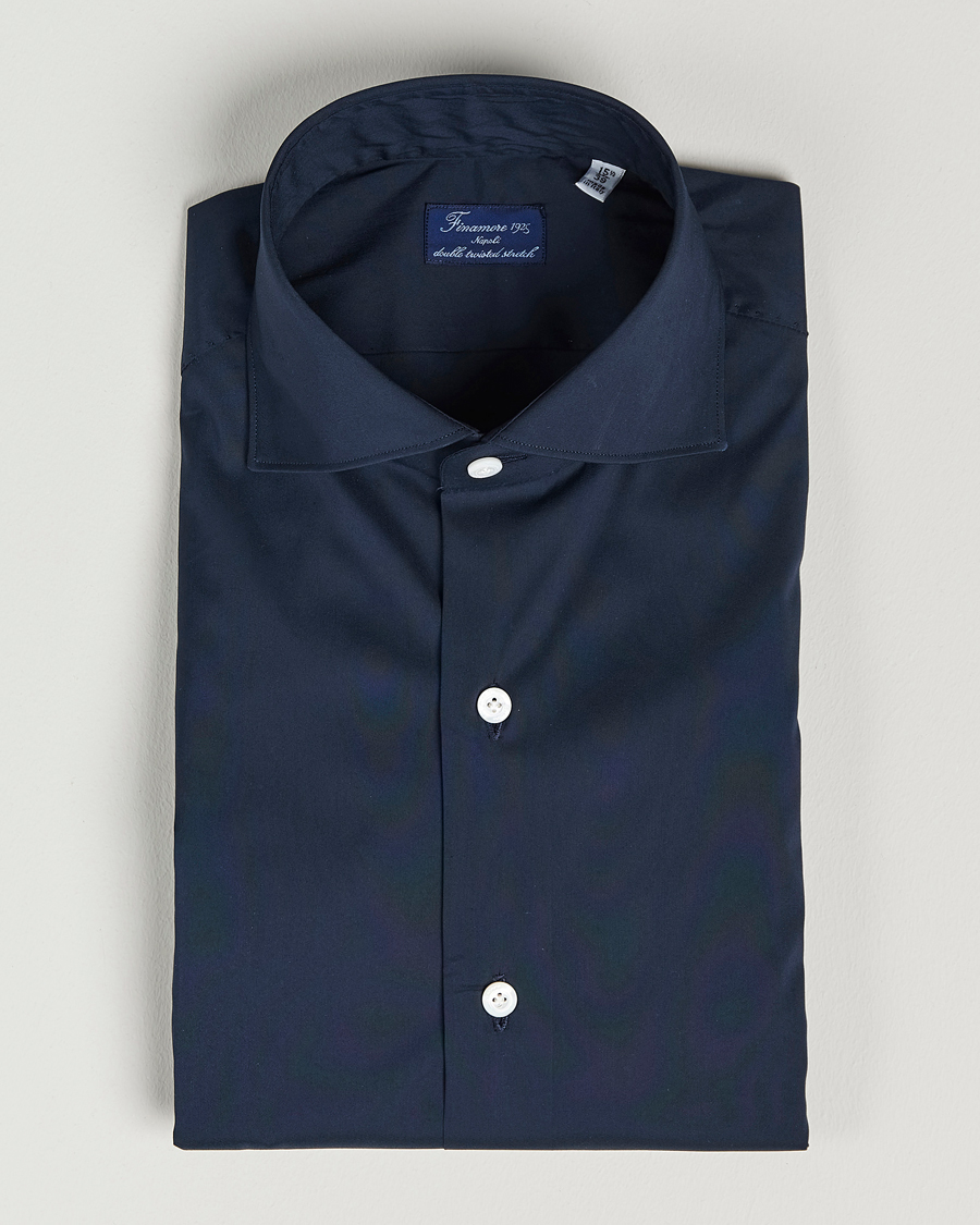 Homme | Chemises | Finamore Napoli | Milano Slim Fit Stretch Shirt Navy