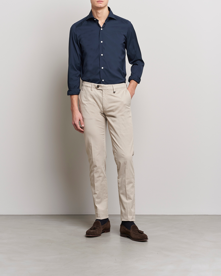 Homme | Chemises | Finamore Napoli | Milano Slim Fit Stretch Shirt Navy