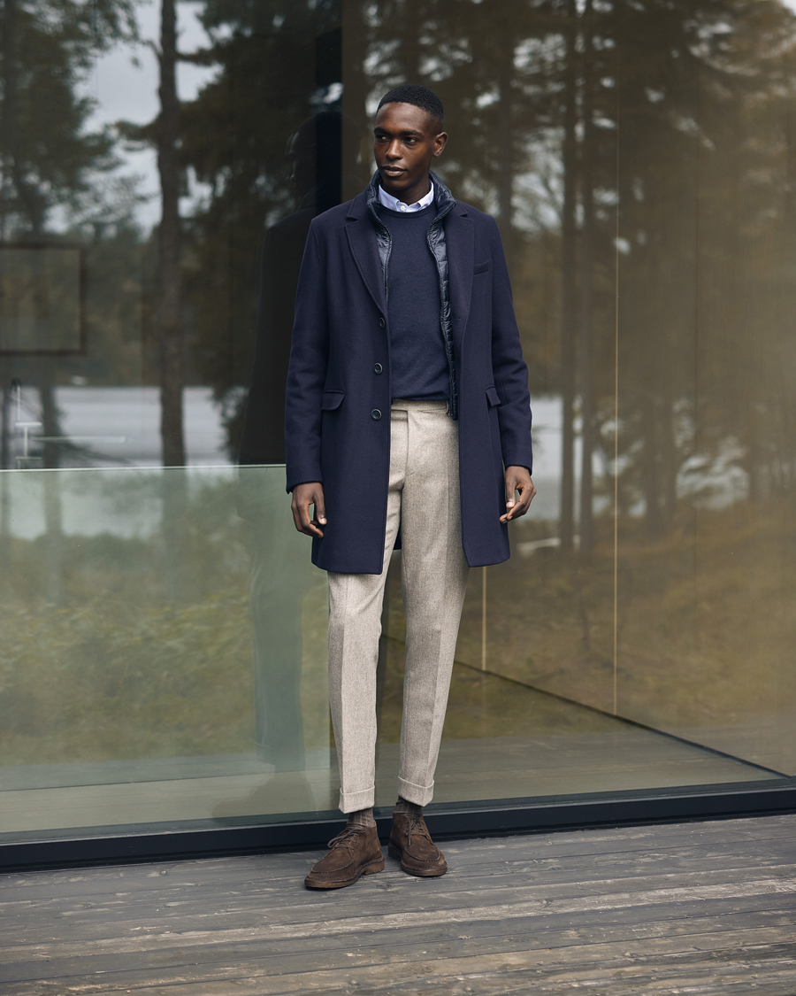 Homme | Manteaux Et Vestes | Herno | Wool Zip Coat Navy