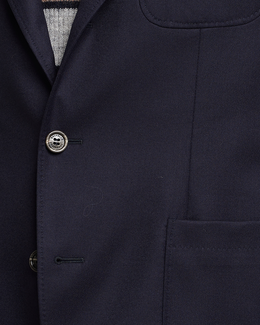 Homme | Blazers | Brunello Cucinelli | Flannel Blazer Navy