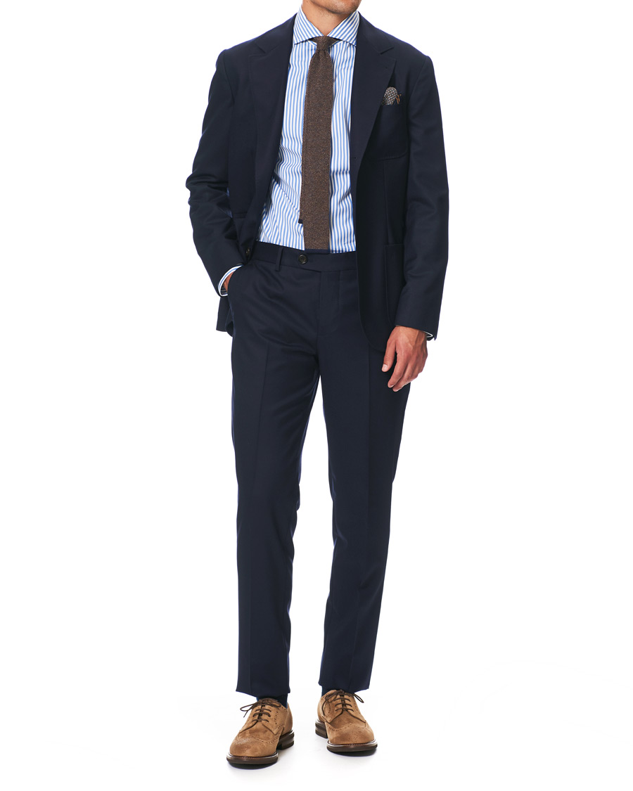 Homme | Pantalons | Brunello Cucinelli | Slim Fit Super 120s Flannel Trousers Navy