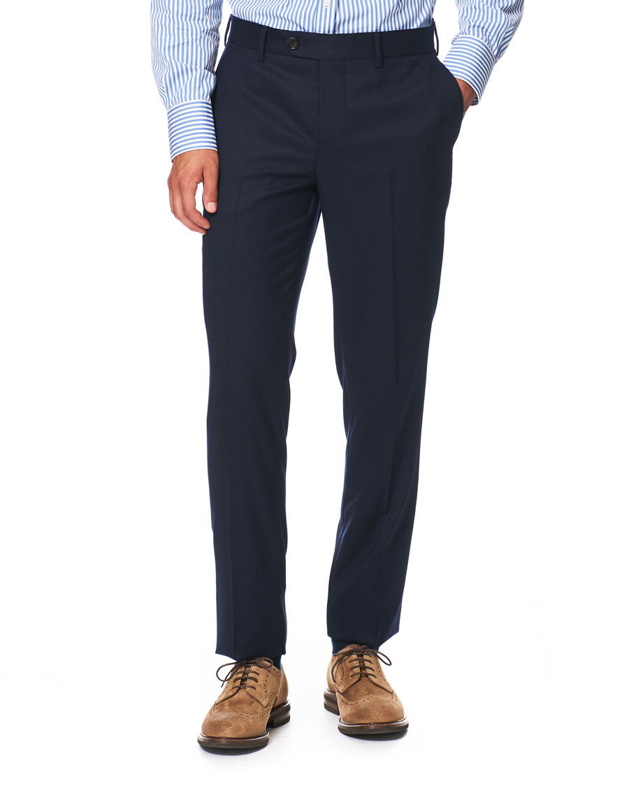 Homme | Pantalons | Brunello Cucinelli | Slim Fit Super 120s Flannel Trousers Navy