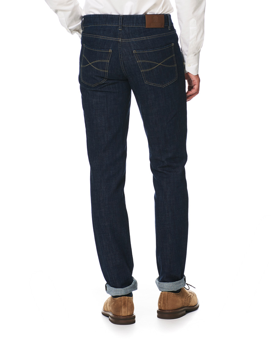 Homme | Jeans | Brunello Cucinelli | Slim Fit 5-Pocket Jeans Dark Indigo