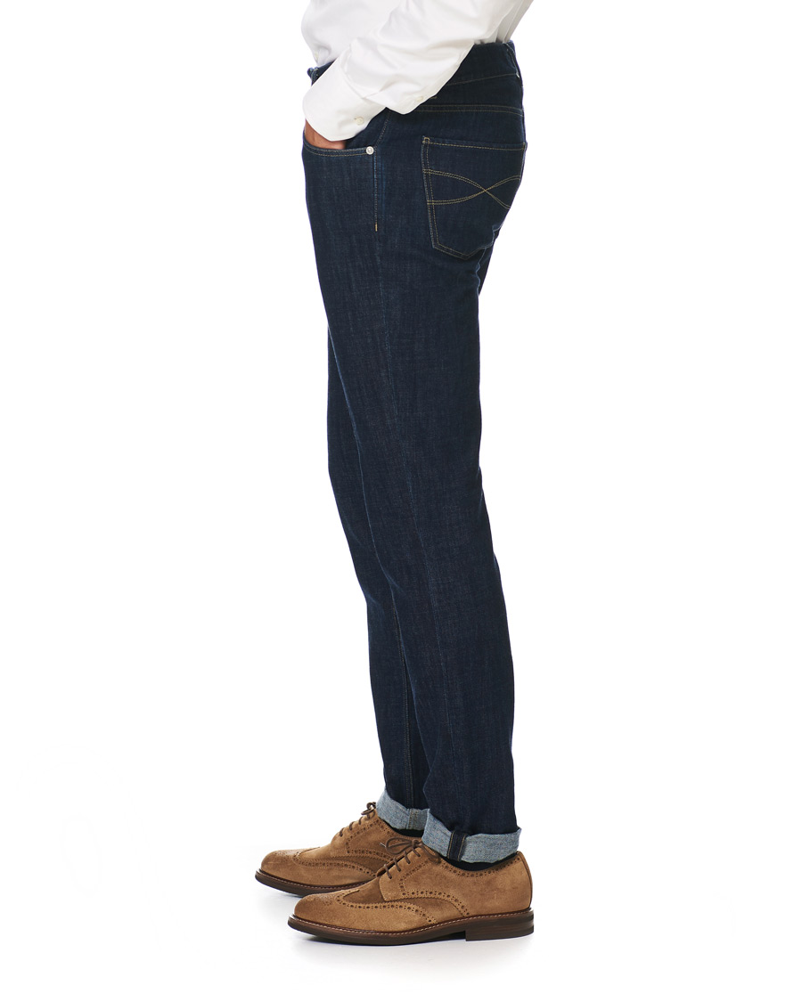 Homme | Jeans | Brunello Cucinelli | Slim Fit 5-Pocket Jeans Dark Indigo