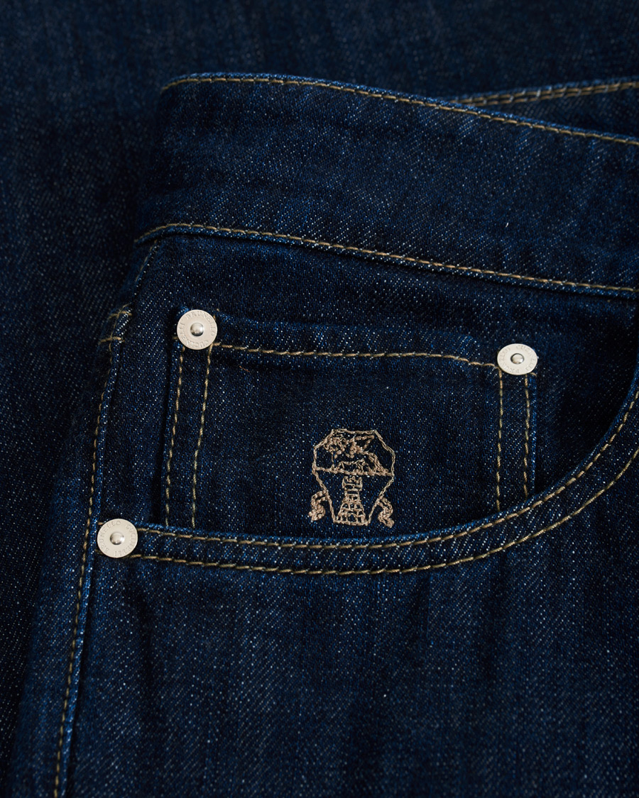 Homme | Jeans | Brunello Cucinelli | Slim Fit 5-Pocket Jeans Dark Indigo