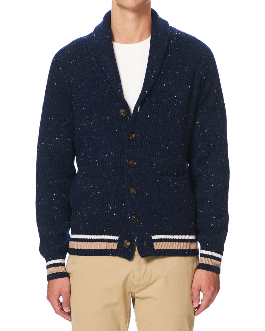 Homme | Pulls Et Tricots | Brunello Cucinelli | Cashmere Blend Shawl Collar Cardigan Dark Blue