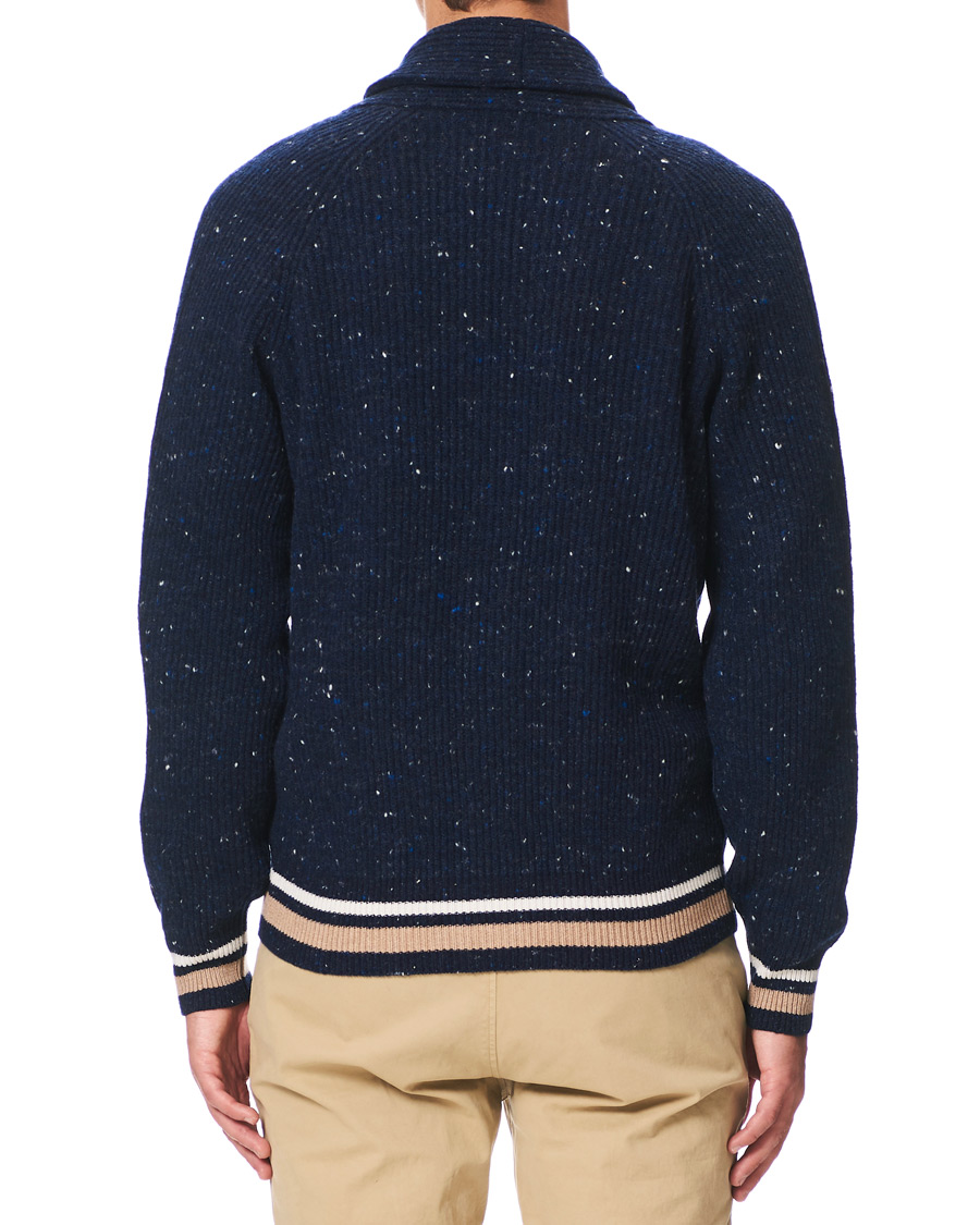 Homme | Pulls Et Tricots | Brunello Cucinelli | Cashmere Blend Shawl Collar Cardigan Dark Blue
