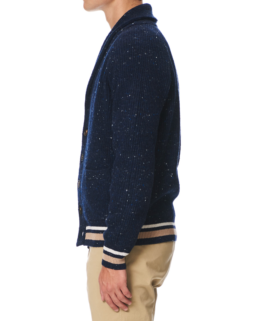 Homme | Pulls Et Tricots | Brunello Cucinelli | Cashmere Blend Shawl Collar Cardigan Dark Blue