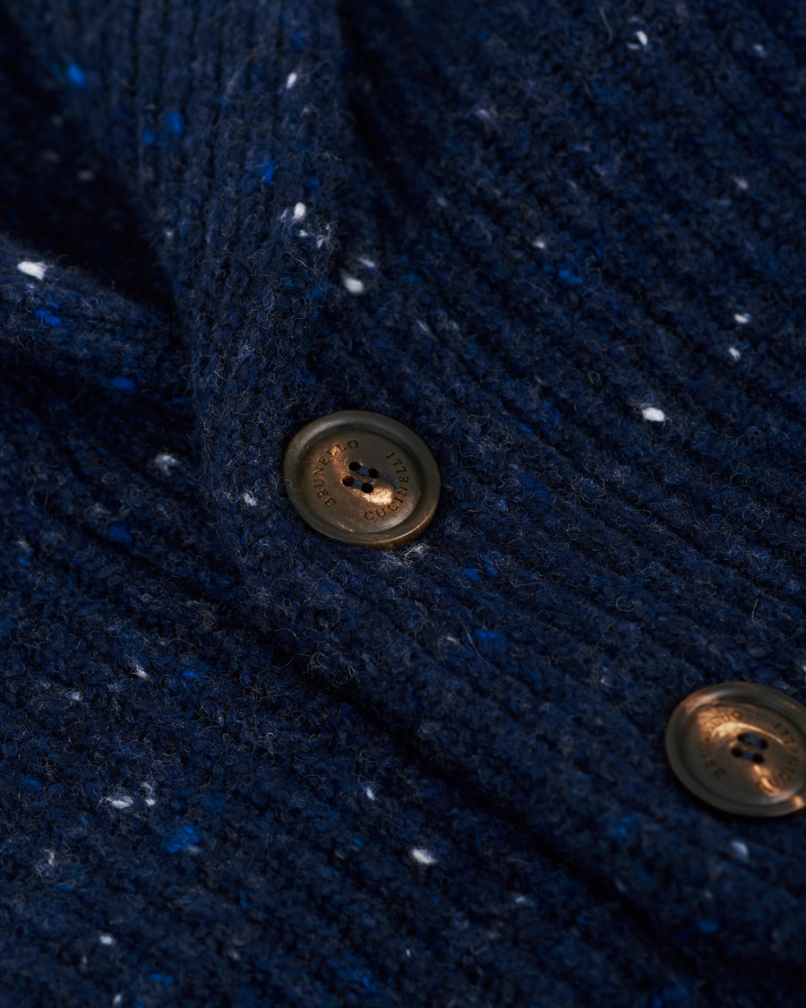 Homme | Pulls Et Tricots | Brunello Cucinelli | Cashmere Blend Shawl Collar Cardigan Dark Blue