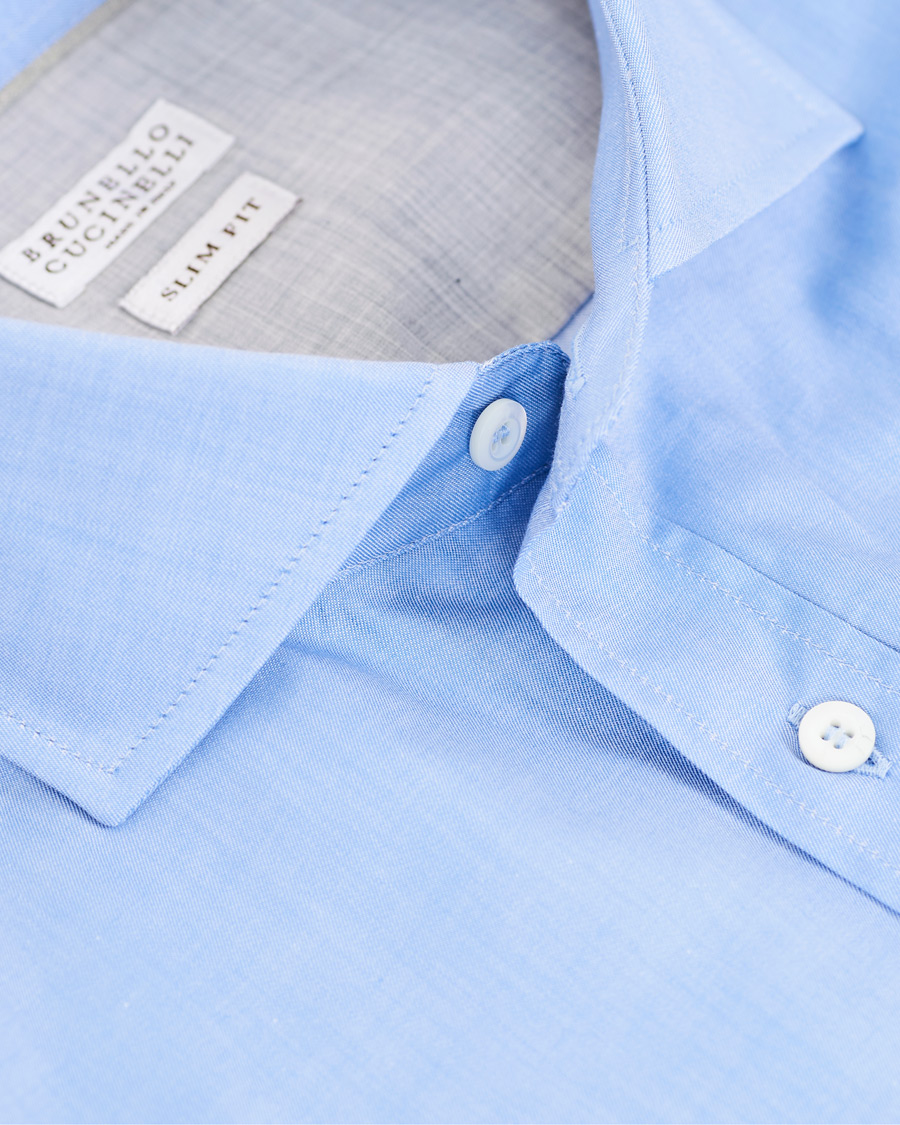 Homme | Chemises | Brunello Cucinelli | Slim Fit Twill Shirt Blue