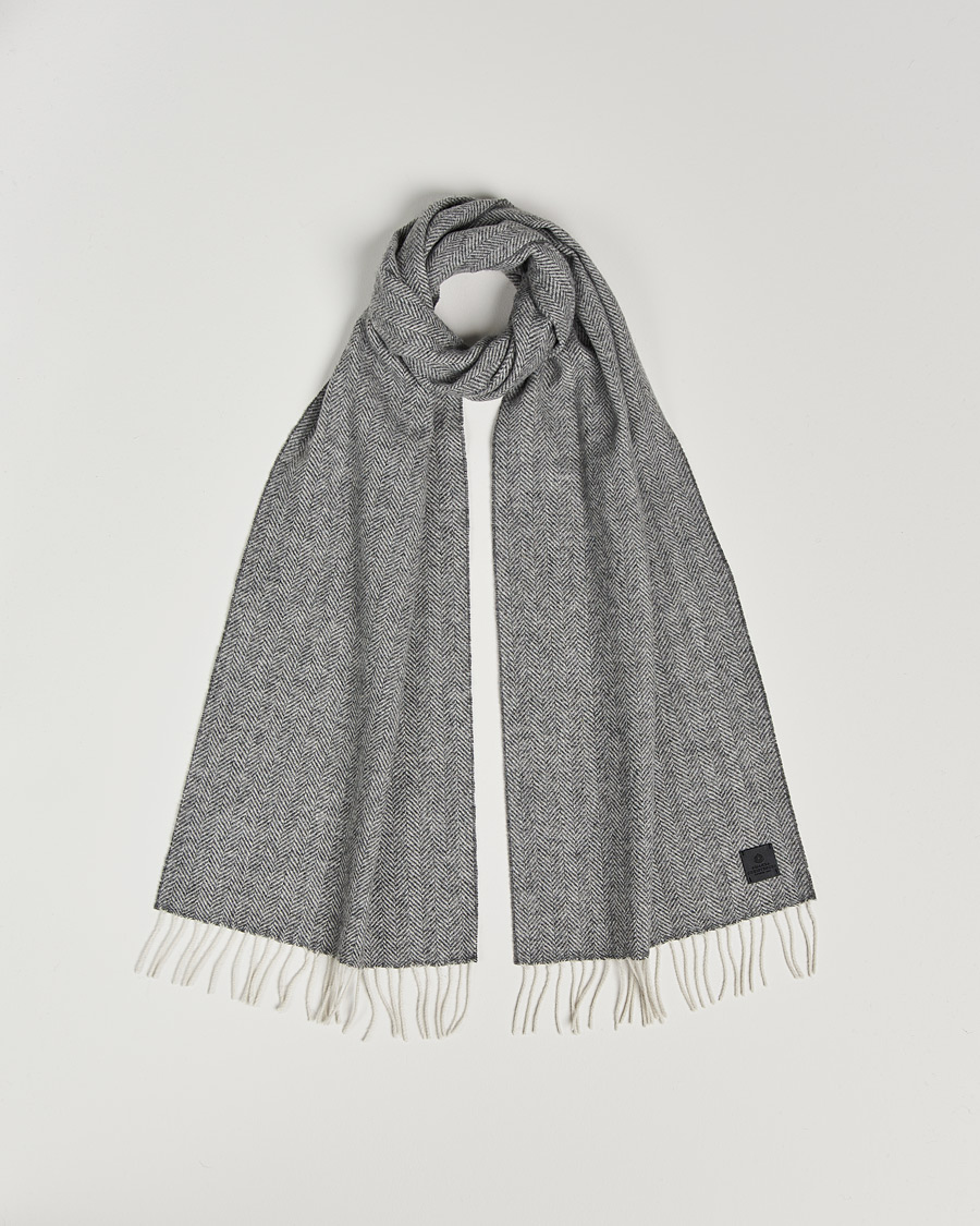 Homme | Écharpes | Amanda Christensen | Wool Herringbone Scarf Grey Melange