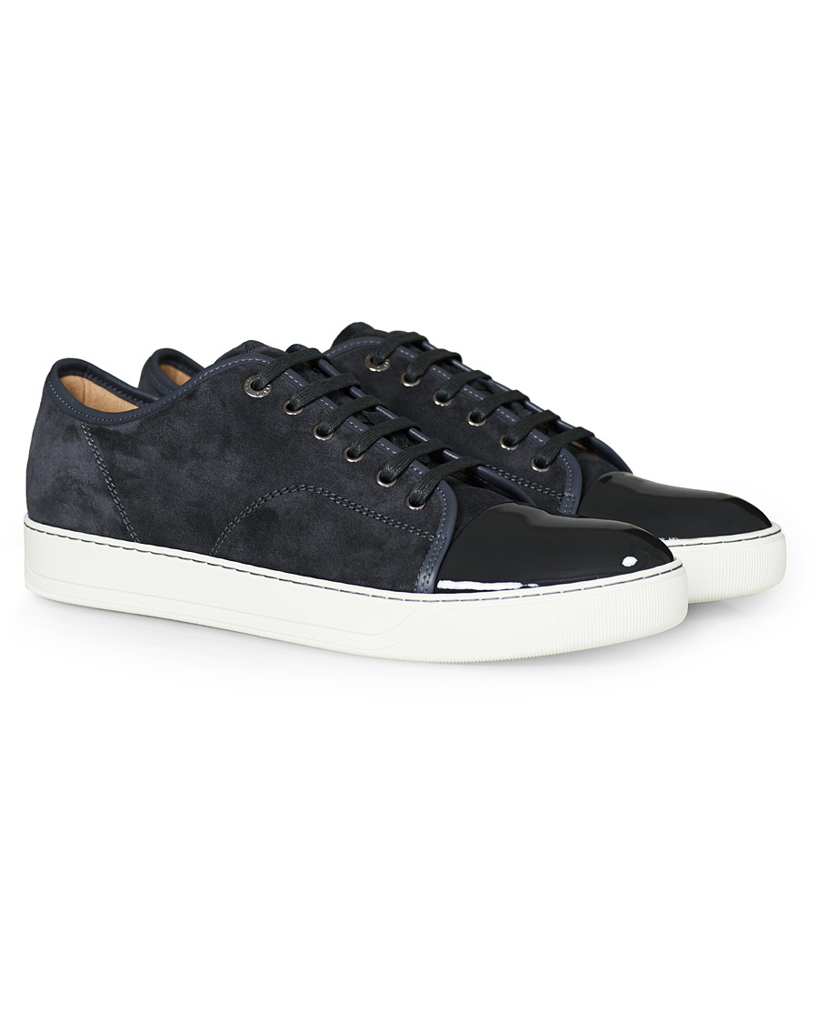 Homme | Lanvin Patent Captoe Sneaker Grey Suede | Lanvin | Patent Captoe Sneaker Grey Suede