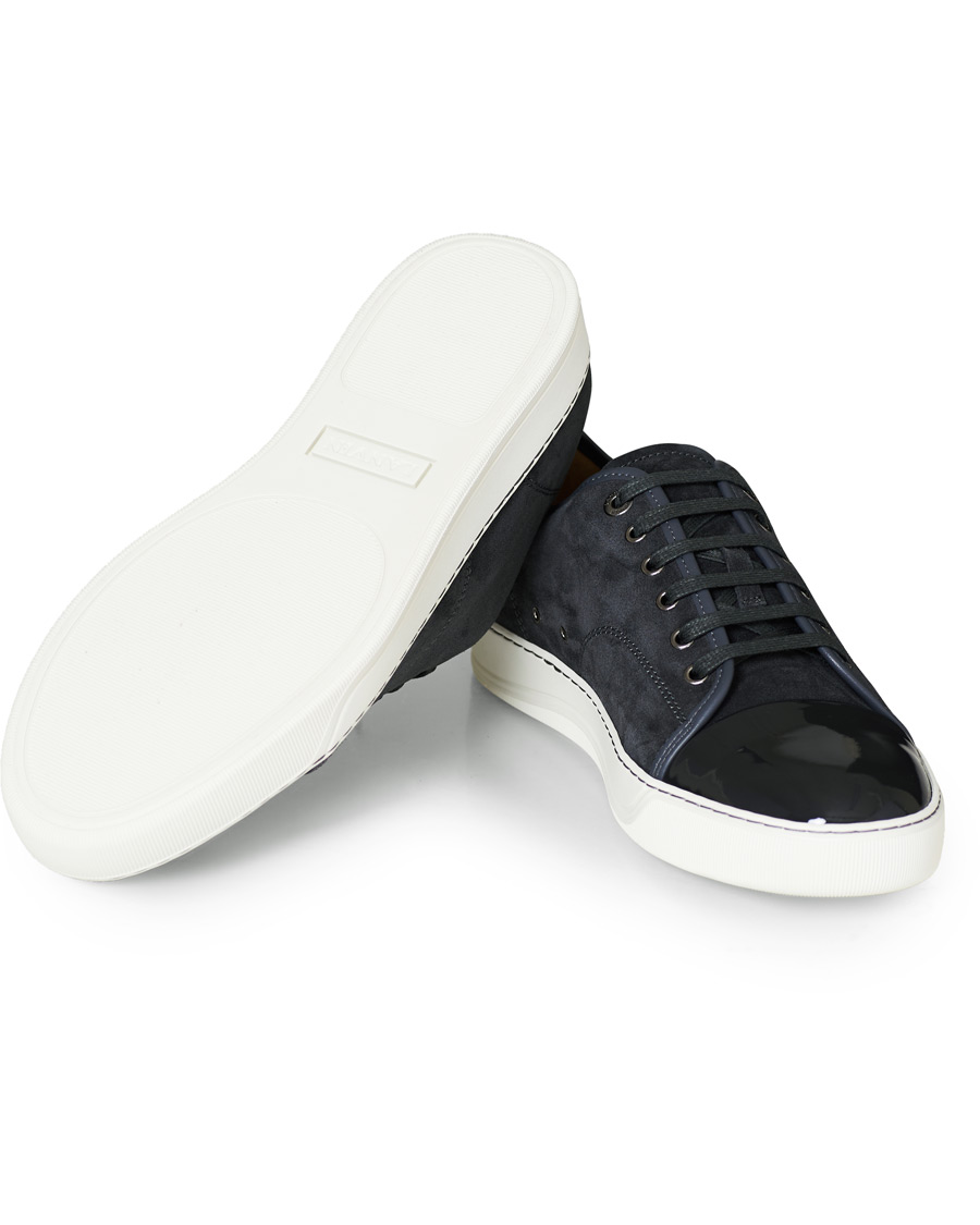 Homme | Lanvin Patent Captoe Sneaker Grey Suede | Lanvin | Patent Captoe Sneaker Grey Suede