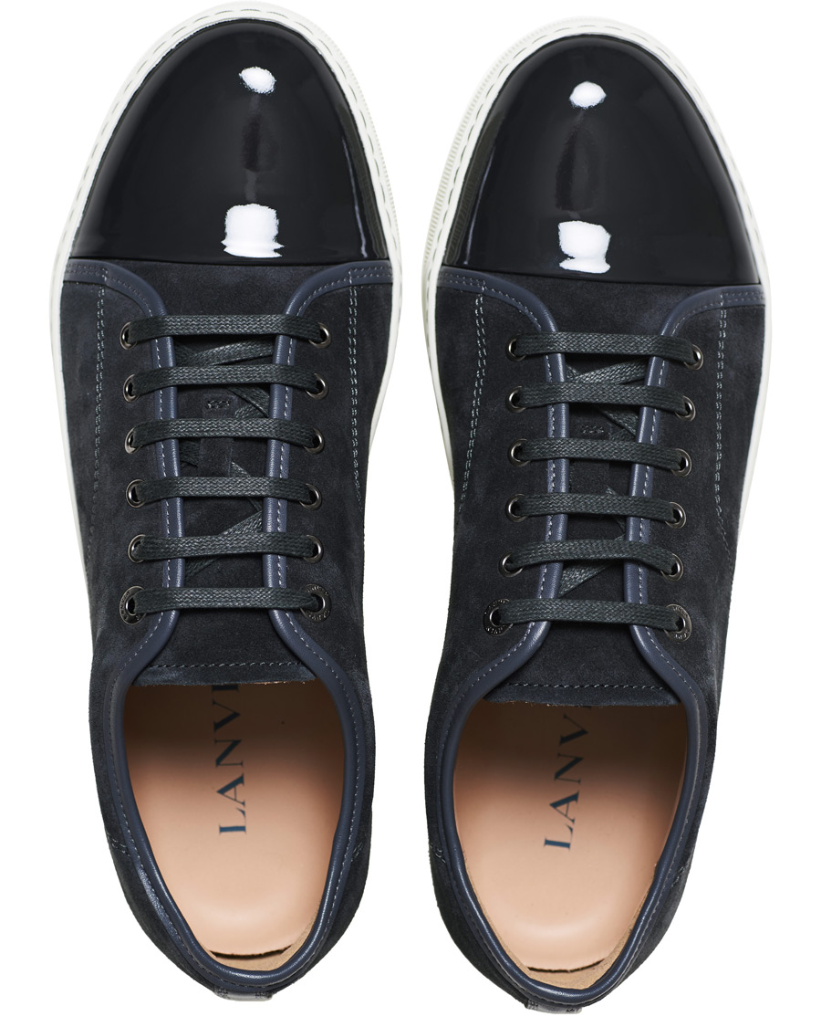 Homme | Lanvin Patent Captoe Sneaker Grey Suede | Lanvin | Patent Captoe Sneaker Grey Suede