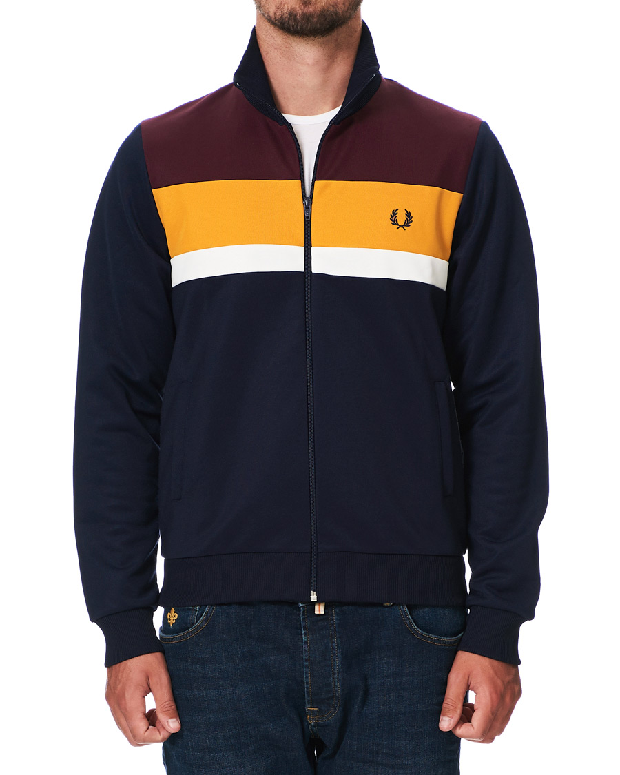 Homme | Pulls Et Tricots | Fred Perry | Colour Block Track Jacket Carbon Blue