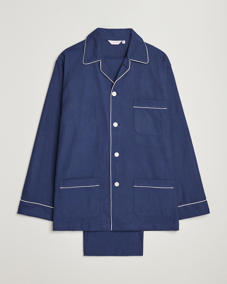 Homme | Peignoirs Et Pyjamas | Derek Rose | Brushed Cotton Flanell Pyjama Set Navy