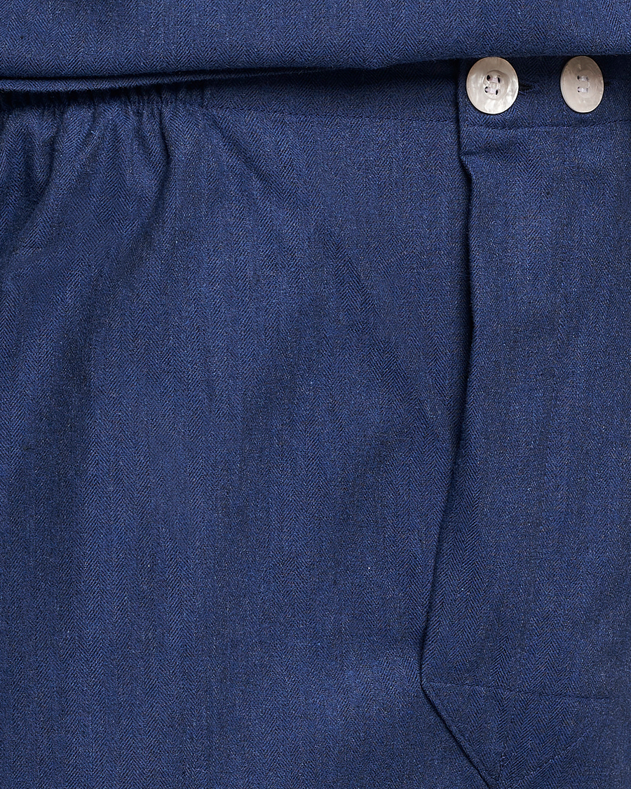 Homme | Peignoirs Et Pyjamas | Derek Rose | Brushed Cotton Flanell Pyjama Set Navy