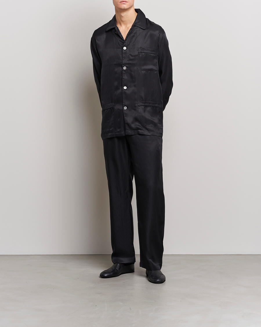 Homme | Peignoirs Et Pyjamas | Derek Rose | Striped Silk Pyjama Set Black