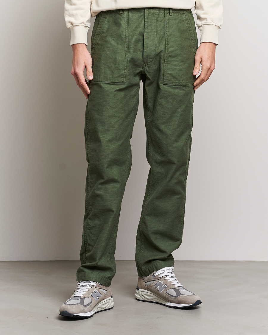 Homme | Pantalons | orSlow | Slim Fit Original Sateen Fatigue Pants Green
