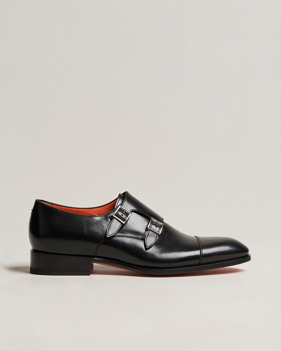 Homme | Santoni Blake Double Monk Black Calf | Santoni | Blake Double Monk Black Calf