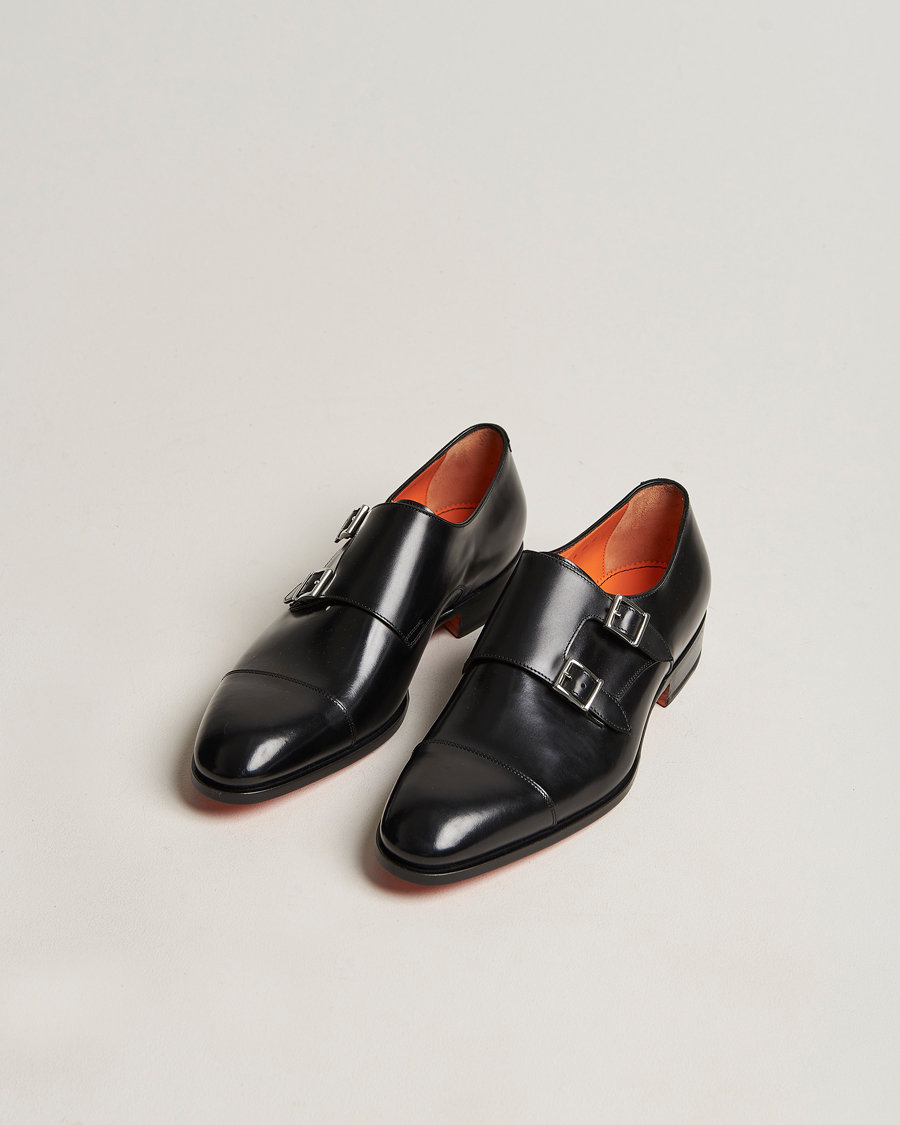 Homme | Santoni Blake Double Monk Black Calf | Santoni | Blake Double Monk Black Calf