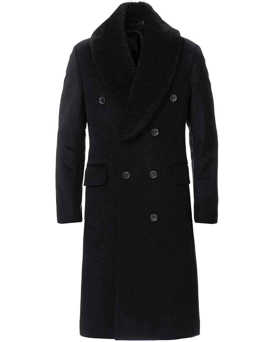 Homme | Manteaux Et Vestes | Oscar Jacobson | Pekka DB Sherling Collar Coat Black