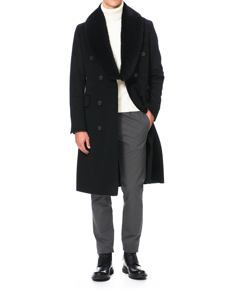 Homme | Manteaux Et Vestes | Oscar Jacobson | Pekka DB Sherling Collar Coat Black