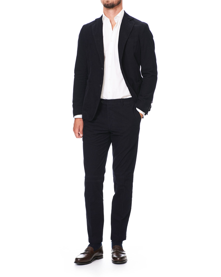 Homme | Pantalons | Oscar Jacobson | Denz Baby Cord Trousers Navy
