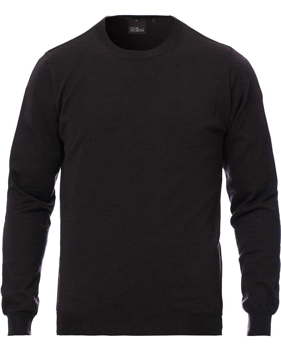 Homme | Pulls Et Tricots | Oscar Jacobson | Custer Extra Fine Merino Crew Neck Brown