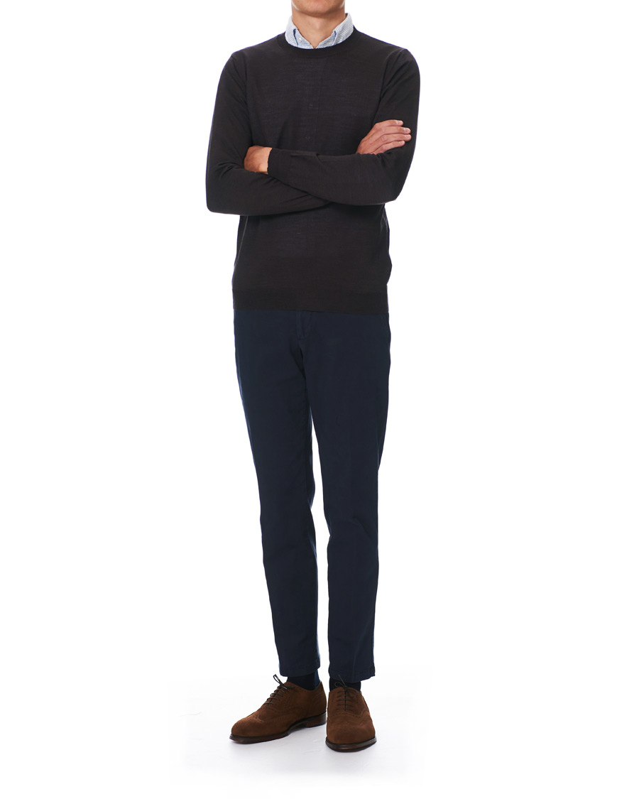 Homme | Pulls Et Tricots | Oscar Jacobson | Custer Extra Fine Merino Crew Neck Brown