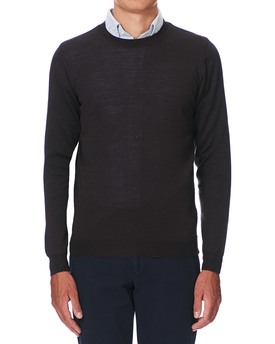 Homme | Pulls Et Tricots | Oscar Jacobson | Custer Extra Fine Merino Crew Neck Brown