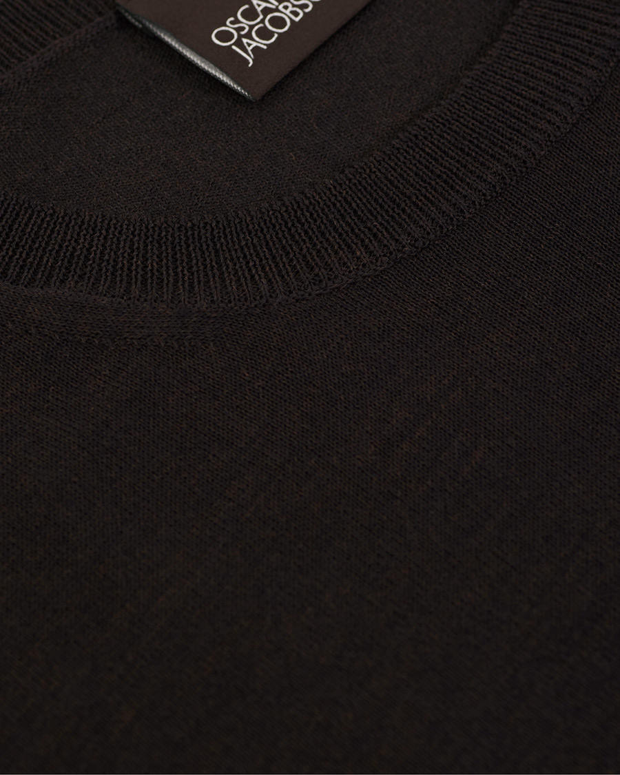 Homme | Pulls Et Tricots | Oscar Jacobson | Custer Extra Fine Merino Crew Neck Brown