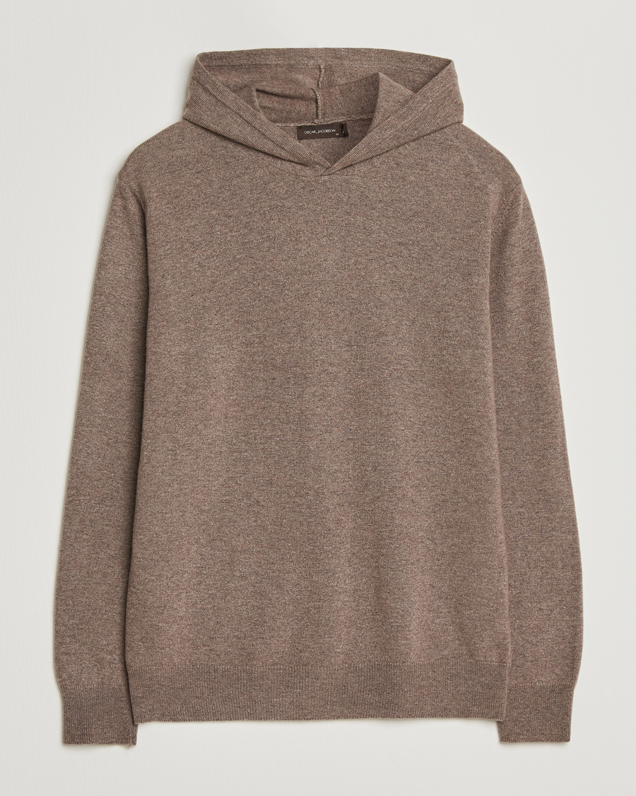 Homme | Pulls Et Tricots | Oscar Jacobson | Pascal Wool/Cashmere Hoodie Light Brown