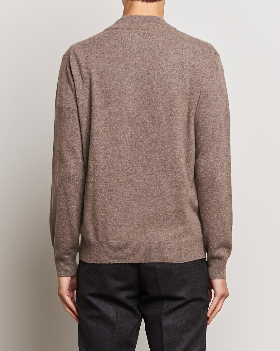 Homme | Pulls Et Tricots | Oscar Jacobson | Patton Wool/Cashmere Half Zip Light Brown