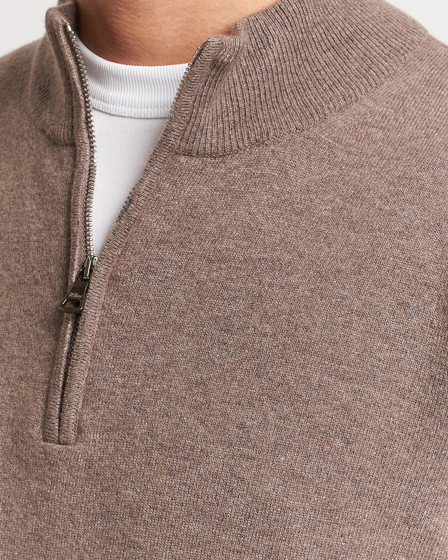 Homme | Pulls Et Tricots | Oscar Jacobson | Patton Wool/Cashmere Half Zip Light Brown