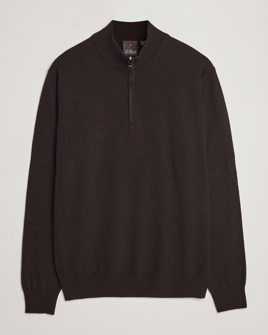Homme | Pulls Et Tricots | Oscar Jacobson | Patton Wool/Cashmere Half Zip Brown