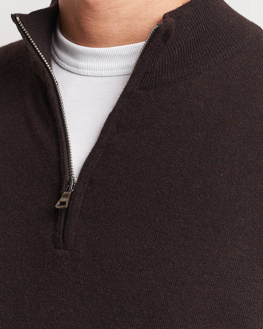 Homme | Pulls Et Tricots | Oscar Jacobson | Patton Wool/Cashmere Half Zip Brown