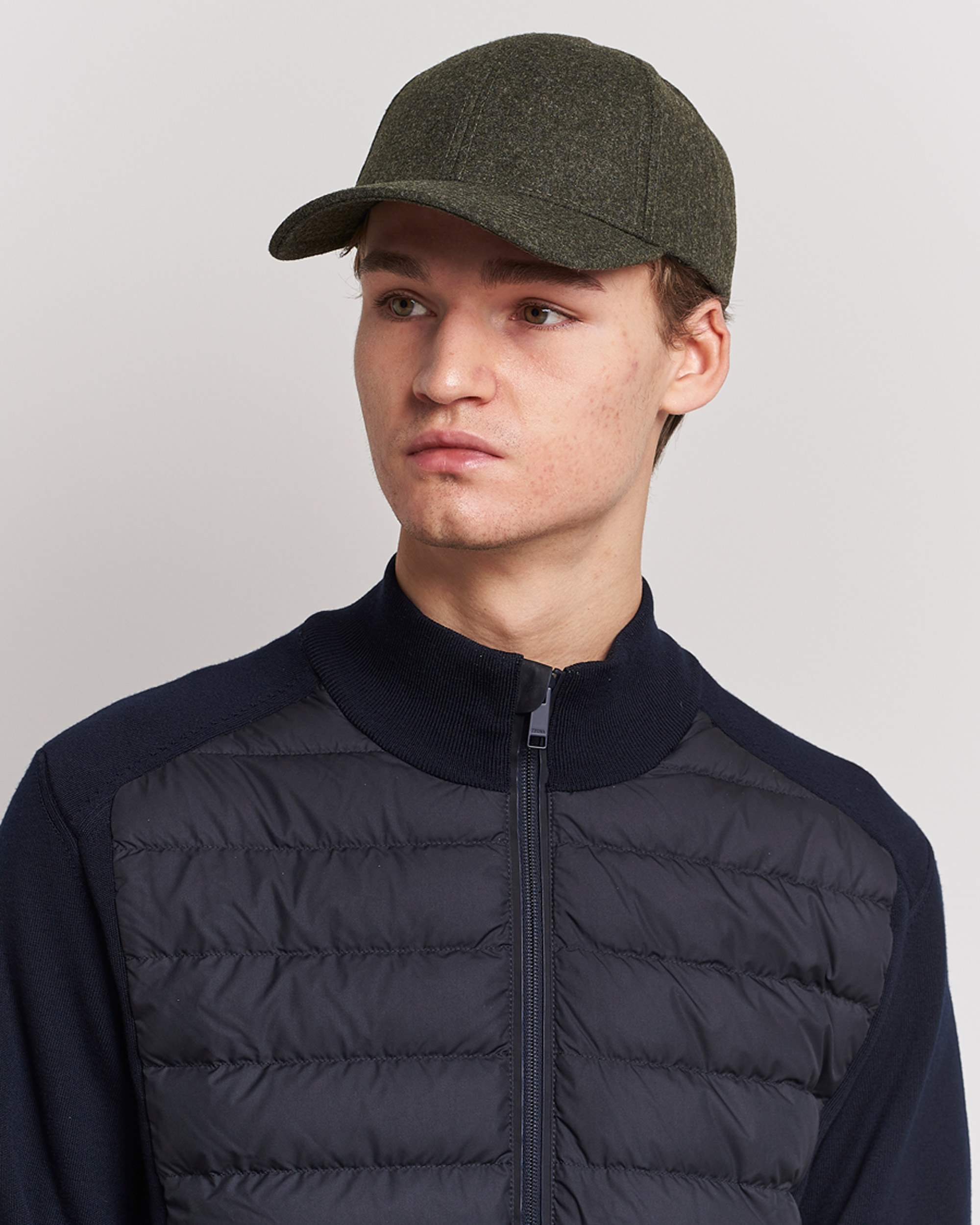 Homme | Sections | Varsity Headwear | Flannel Baseball Cap Forest Green