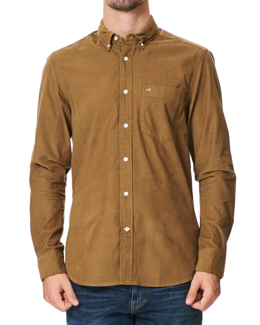 Homme | Chemises | Calvin Klein | Fine Corduroy Button Down Shirt Caramel