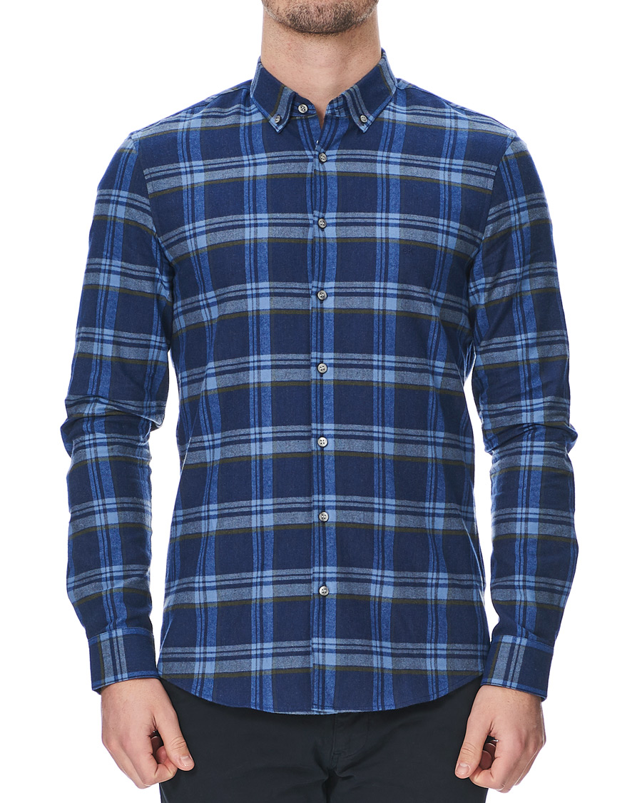 Homme | Chemises | Calvin Klein | Slim Fit Soft Touch Check Shirt Blue