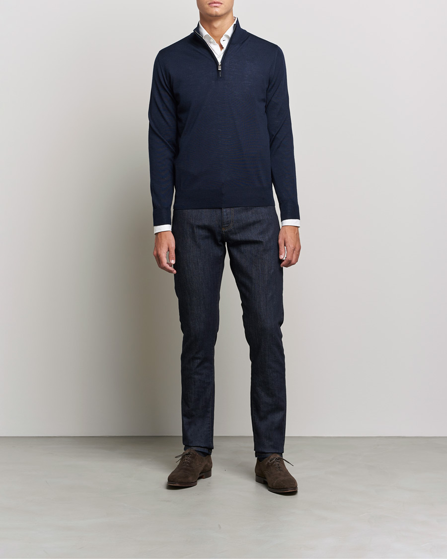 Homme | Jeans | Canali | Slim Fit Stretch Jeans Dark Rinse