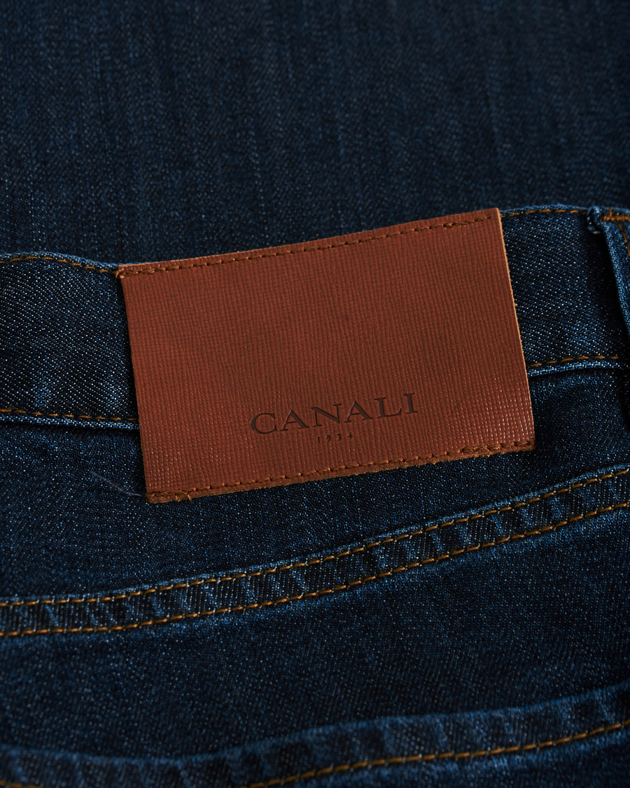 Homme | Jeans | Canali | Slim Fit Stretch Jeans Dark Blue Wash