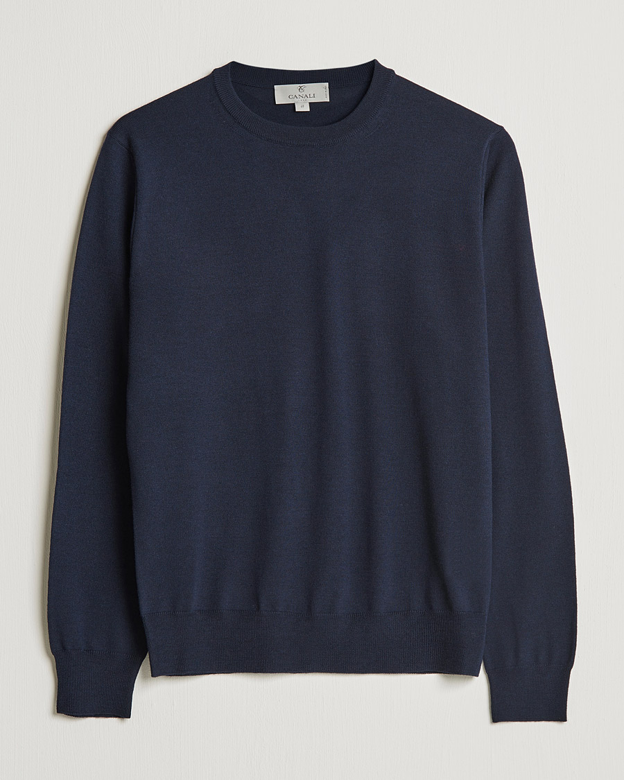 Homme | Pulls Et Tricots | Canali | Merino Wool Crew Neck Navy