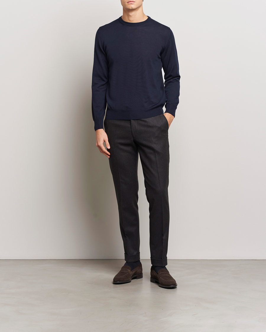 Homme | Pulls Et Tricots | Canali | Merino Wool Crew Neck Navy